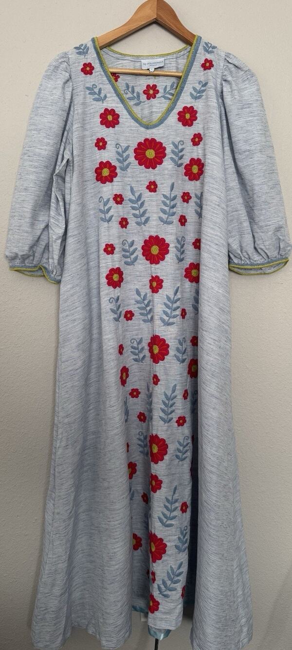 Mi Golondrina Hand Embroidered Maxi Dress Size L